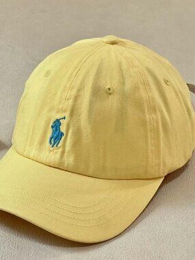 Ralph Lauren Yellow Cap with Blue Polo Logo